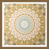 Retro Sunrise Mandala in Orange, Green und Brown Fliese