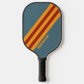 Retro Sunrise on Slate Stripes with Name Pickleball Schläger (Vorderseite)