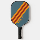 Retro Sunrise on Slate Stripes with Name Pickleball Schläger (Rückseite)