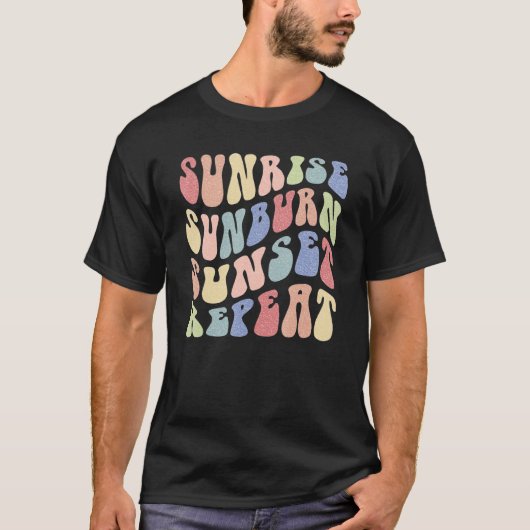 Retro Sunrise Sunburn Sunset Wiederholung Urlaub S T-Shirt (Vorderseite)