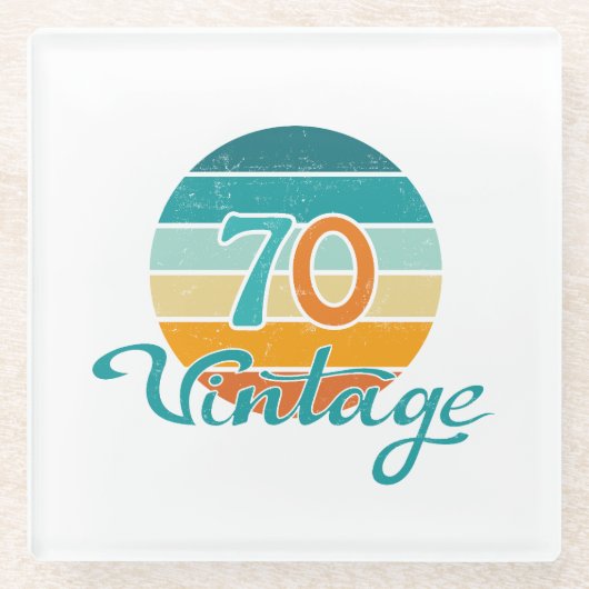 Retro Sunset 70 Vintag gestört Glasuntersetzer (Vorderseite)