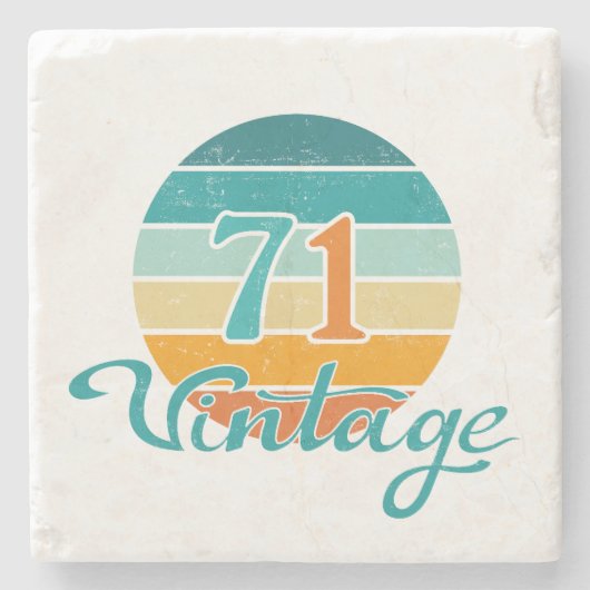 Retro Sunset 71 Vintag gestört Steinuntersetzer (Vorderseite)