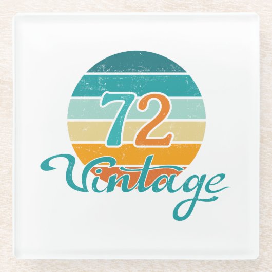 Retro Sunset 72 Vintag gestört Glasuntersetzer (Vorderseite)