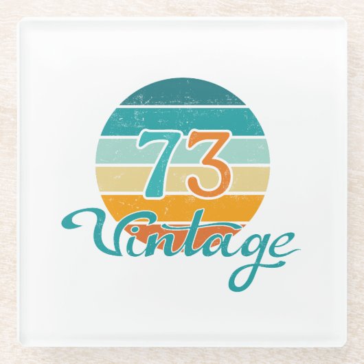 Retro Sunset 73 Vintag gestört Glasuntersetzer (Vorderseite)