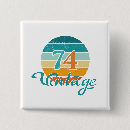 Retro Sunset 74 Vintag gestört Button (Vorderseite)