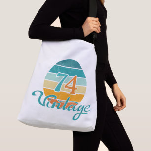 Retro Sunset 74 Vintag gestört Tragetaschen Mit Langen Trägern
