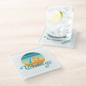Retro Sunset 75 Vintag gestört Glasuntersetzer (Schrägansicht)