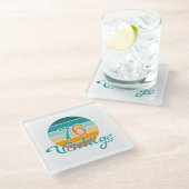 Retro Sunset 76 Vintag gestört Glasuntersetzer (Schrägansicht)