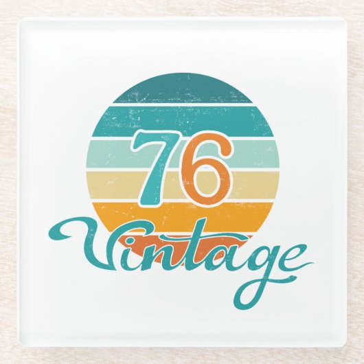 Retro Sunset 76 Vintag gestört Glasuntersetzer (Vorderseite)