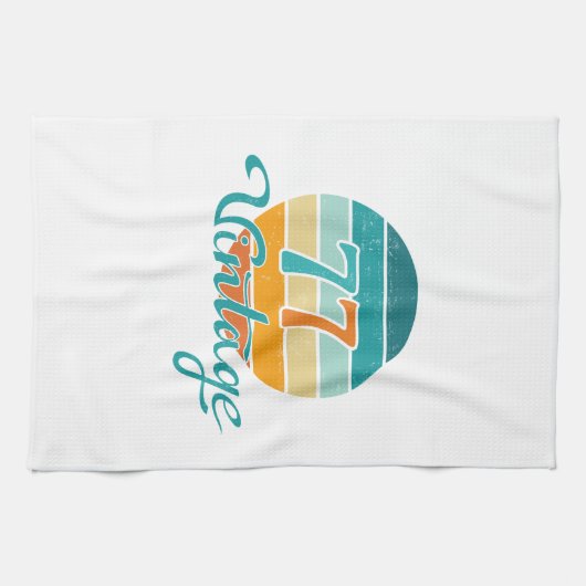 Retro Sunset 77 Vintage Distressed Geschirrtuch (Horizontal)