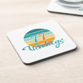 Retro Sunset 77 Vintage Distressed Getränkeuntersetzer (Linke Seite)