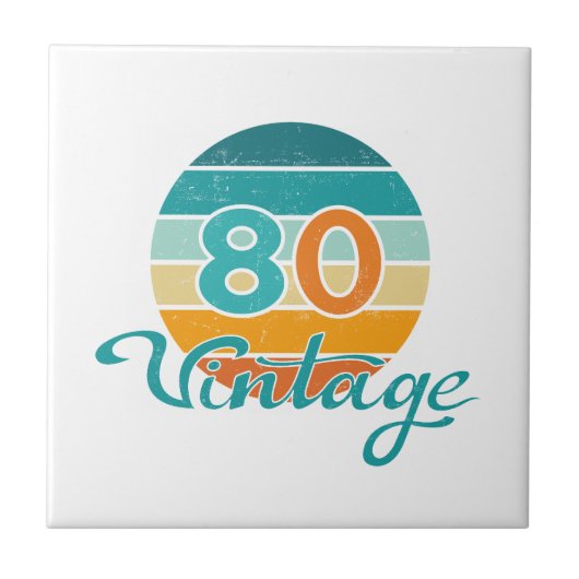 Retro Sunset 80 Vintage Distressed Fliese (Vorderseite)