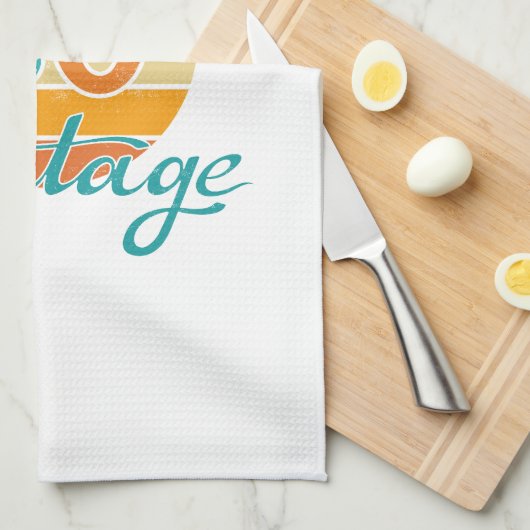 Retro Sunset 80 Vintage Distressed Geschirrtuch (Viertel Falte)