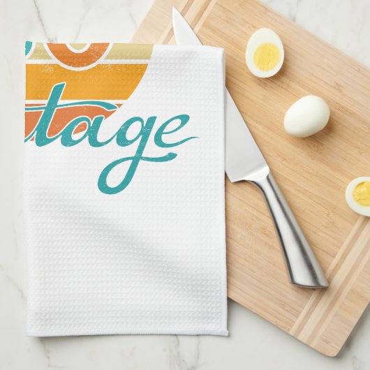 Retro Sunset 80 Vintage Distressed Geschirrtuch (Viertel Falte)