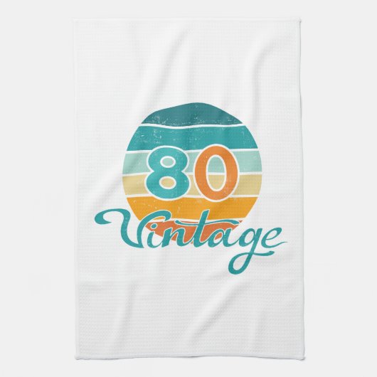 Retro Sunset 80 Vintage Distressed Geschirrtuch (Vertikal)