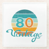 Retro Sunset 80 Vintage Distressed Glasuntersetzer (Vorderseite)