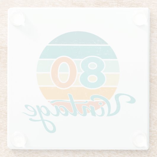Retro Sunset 80 Vintage Distressed Glasuntersetzer (Rückseite)