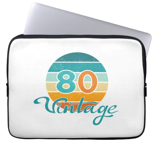 Retro Sunset 80 Vintage Distressed Laptopschutzhülle (Vorderseite)