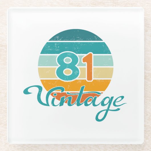 Retro Sunset 81 Vintage Distressed Glasuntersetzer (Vorderseite)
