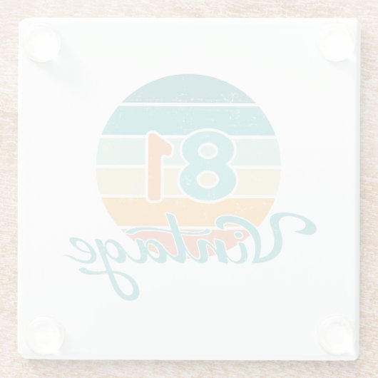 Retro Sunset 81 Vintage Distressed Glasuntersetzer (Rückseite)