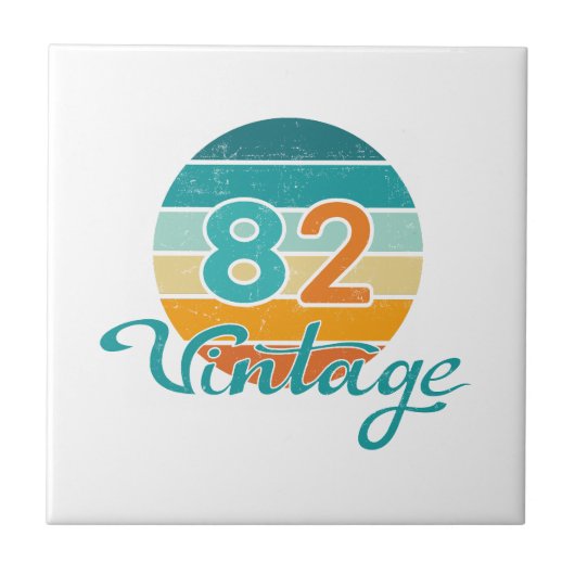 Retro Sunset 82 Vintage Distressed Fliese (Vorderseite)