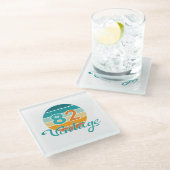 Retro Sunset 82 Vintage Distressed Glasuntersetzer (Schrägansicht)