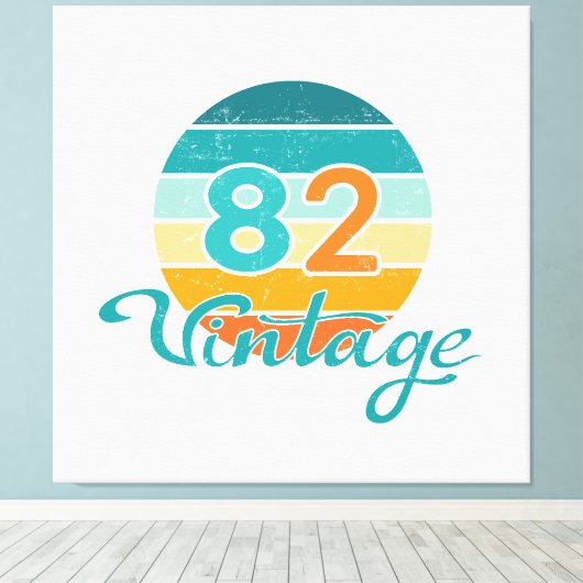 Retro Sunset 82 Vintage Distressed Leinwanddruck (Insitu (Holzboden))