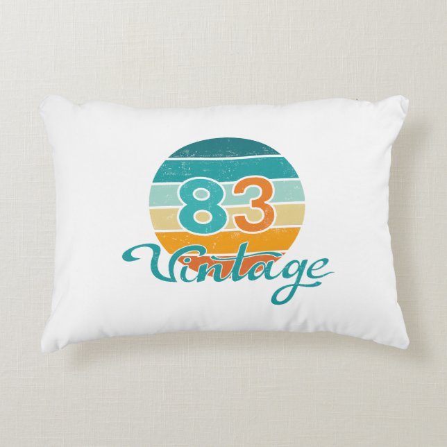 Retro Sunset 83 Vintage Distressed Dekokissen (Vorderseite)