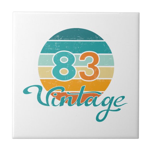 Retro Sunset 83 Vintage Distressed Fliese (Vorderseite)