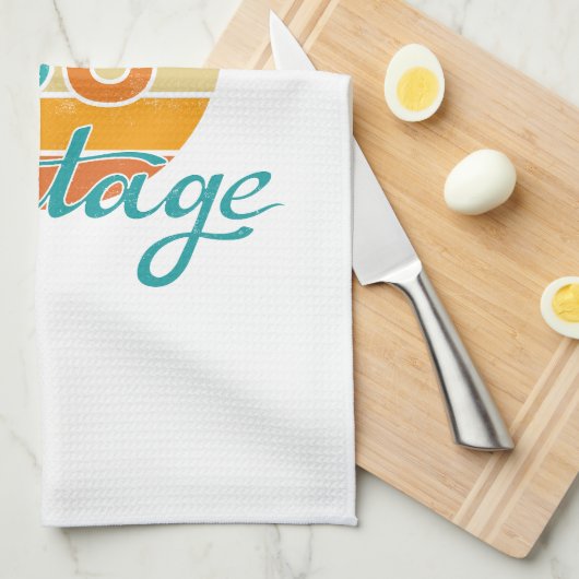 Retro Sunset 83 Vintage Distressed Geschirrtuch (Viertel Falte)