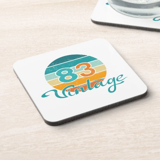 Retro Sunset 83 Vintage Distressed Getränkeuntersetzer (Linke Seite)