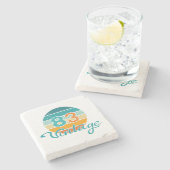 Retro Sunset 83 Vintage Distressed Steinuntersetzer (Seitenansicht)