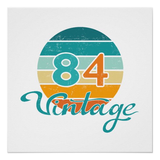 Retro Sunset 84 Vintage Distressed Poster (Vorderseite)