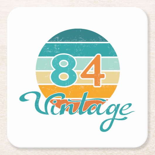 Retro Sunset 84 Vintage Distressed Rechteckiger Pappuntersetzer (Vorderseite)