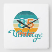 Retro Sunset 85 Vintage Distressed Quadratische Wanduhr (Vorderseite)