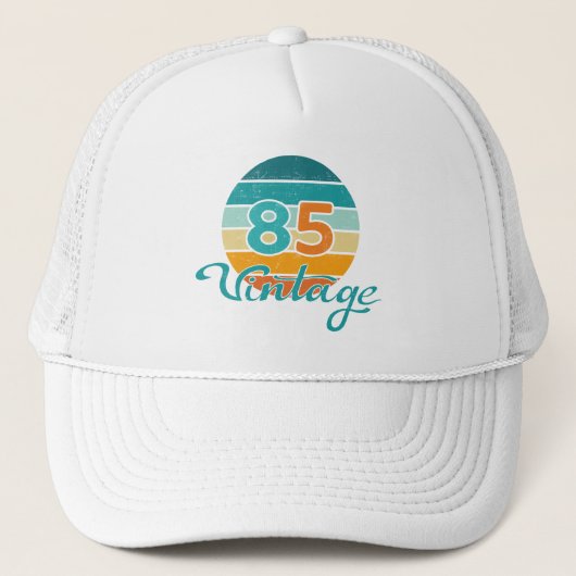 Retro Sunset 85 Vintage Distressed Truckerkappe (Vorderseite)
