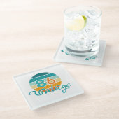 Retro Sunset 86 Vintage Distressed Glasuntersetzer (Schrägansicht)