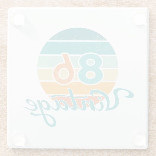 Retro Sunset 86 Vintage Distressed Glasuntersetzer (Rückseite)