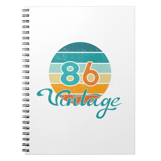 Retro Sunset 86 Vintage Distressed Notizblock (Vorderseite)