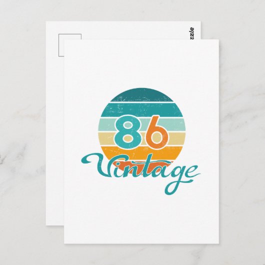Retro Sunset 86 Vintage Distressed Postkarte (Vorne/Hinten)