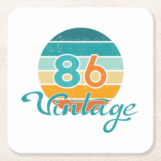 Retro Sunset 86 Vintage Distressed Rechteckiger Pappuntersetzer (Vorderseite)