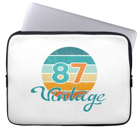 Retro Sunset 87 Vintage Distressed Laptopschutzhülle (Vorderseite)