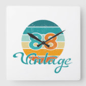 Retro Sunset 88 Vintage Distressed Quadratische Wanduhr (Vorderseite)