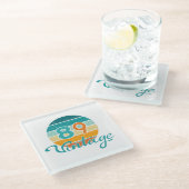 Retro Sunset 89 Vintage Distressed Glasuntersetzer (Schrägansicht)