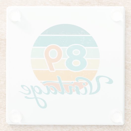 Retro Sunset 89 Vintage Distressed Glasuntersetzer (Rückseite)
