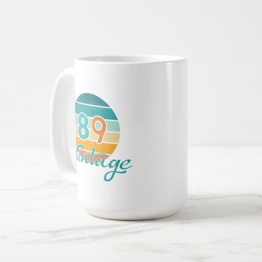 Retro Sunset 89 Vintage Distressed Kaffeetasse (Vorderseite Links)