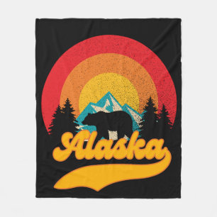 Retro Sunset Alaska Juneau Bear Mountains Wild AK Fleecedecke