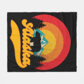 Retro Sunset Alaska Juneau Bear Mountains Wild AK Fleecedecke (Vorderseite (Horizontal))