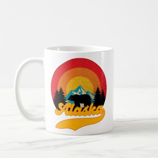Retro Sunset Alaska Juneau Bear Mountains Wild AK Kaffeetasse (Links)