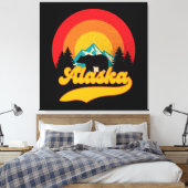 Retro Sunset Alaska Juneau Bear Mountains Wild AK Leinwanddruck (Insitu (Schlafzimmer))